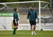 19 August 2014; Republic of Ireland's Niamh Reid-Burke and Ger Dunne, goalkeeping coach, during squad training ahead of their FIFA Women's World Cup Qualifier, Group 1, game against Slovenia on Wednesday. Republic of Ireland Women's Squad Training, Tallaght Stadium, Tallaght, Co. Dublin. Picture credit: Barry Cregg / SPORTSFILE