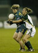 4 November 2006; Kathy Zacharopoulos, Australia, is tackled by Brianne Leahy, Ireland. Ladies International Rules Series 2006, Second Test, Ireland v Australia, Parnell Park, Dublin. Picture credit: Brendan Moran / SPORTSFILE