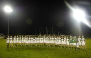 4 November 2006; The Irish squad stand for the National Anthem before the game. Ladies International Rules Series 2006, Second Test, Ireland v Australia, Parnell Park, Dublin. Picture credit: Brendan Moran / SPORTSFILE