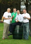 6 November 2006; &quot;The Spirit of Irish Rugby&quot; - Willie John McBride, Mick Galwey and Jeremy Davidson, three men who epitomise the spirit of Irish rugby were on hand today at the Bushmills Distillery to welcome Bushmills Irish Whiskey as sponsor of the Irish Rugby Team. McBride, Galwey and Davidson, who between them played 136 times in the green jersey were at the Bushmills Distillery to celebrate the signing of the official contract with the IRFU. McBride, who only last week was inducted to the Irish Rugby Writers Hall of Fame, played 63 times for Ireland - including 12 as captain - while Mick Galwey (41 caps) and Jeremy Davidson (32 caps) were contemporaries during the second half of the 1990s. Pictured at the announcement, are from left, Willie John McBride, Jeremy Davidson, Gordon Donoghue, Supply Director, Bushmills, and Mick Galwey. Bushmills Distillery, Bushmills, Co Antrim. Picture credit: Oliver McVeigh / SPORTSFILE