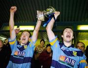 6 November 2006; UCD's James Sherry and Billy Sheehan, right, lift the cup. Dublin Senior Football Championship Final, UCD v St Vincents, Parnell Park, Dublin. Picture credit: Pat Murphy / SPORTSFILE