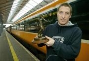 8 November 2006; Philip Hughes, of Dundalk FC, who was presented with the eircom / Soccer Writers Assoc. of Ireland Player of the Month Award for October. Heuston Station, Dublin. Picture credit: Brendan Moran / SPORTSFILE