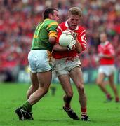 26 September 1999; Anthony Lynch of Cork in action against Evan Kelly of Meath during the GAA Football All-Ireland Senior Championship Final match between Meath and Cork at Croke Park in Dublin. Photo by Matt Browne/Sportsfile