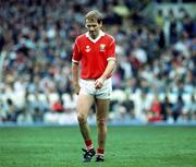 16 September 1990; Colm O'Neill of Cork leaves the field after being sent off by referee Paddy Russell during the All-Ireland Senior Football Championship Final match between Cork and Meath at Croke Park in Dublin. Photo by Ray McManus/Sportsfile