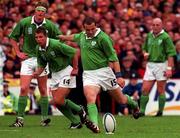10 October 1999; Conor O'Shea of Ireland during the Rugby World Cup Pool E match between Ireland and Australia at Lansdowne Road in Dublin. Photo by Brendan Moran/Sportsfile