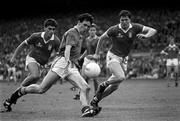 20 September 1987; David Beggy of Meath in action against Say Fahy, right, and Tony Nation of Cork during the All-Ireland Senior Football Championship Final between Meath and Cork at Croke Park in Dublin. Photo by Ray McManus/Sportsfile
