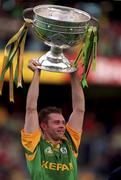 26 September 1999; Cormac Murphy of Meath lifts The Sam Maguire Cup following the GAA Football All-Ireland Senior Championship Final match between Meath and Cork at Croke Park in Dublin. Photo by Ray McManus/Sportsfile