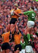 10 October 1999; David Griffin of Australia in action against Malcolm O'Kelly of Ireland during the Rugby World Cup Pool E match between Ireland and Australia at Lansdowne Road in Dublin. Photo by Brendan Moran/Sportsfile