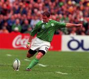 10 October 1999; David Humphreys of Ireland during the Rugby World Cup Pool E match between Ireland and Australia at Lansdowne Road in Dublin. Photo by Brendan Moran/Sportsfile