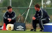 30 August 1999; Denis Irwin, left, and Mark Kinsella during a Republic of Ireland Training Session at the AUL Grounds in Clonshaugh, Dublin. Photo by David Maher/Sportsfile