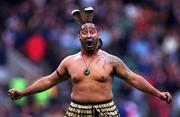 9 October 1999; A member of a traditional Maori entertainment group prior to the Rugby World Cup match between England and New Zealand at Twickenham Stadium in London, England. Photo by Brendan Moran/Sportsfile