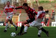 31 October 1999; Gareth O'Connor of Bohemians in action against Johnny Davey of Sligo Rovers during the Eircom League Premier Division match between Bohemians and Sligo Rovers at Dalymount Park in Dublin. Photo by David Maher/Sportsfile