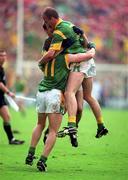26 September 1999; Trevor Giles, 11, Paddy Reynolds, foreground, and John McDermott of Meath celebrate following the GAA Football All-Ireland Senior Championship Final match between Meath and Cork at Croke Park in Dublin. Photo by Matt Browne/Sportsfile