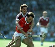 2 September 1990; Mark Foley of Cork in action against Gerry McInerney of Galway during the All-Ireland Senior Hurling Championship Final match between Cork and Galway at Croke Park in Dublin. Photo by Ray McManus/Sportsfile