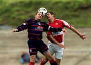 11 September 1999; Eddie Gormley of St Patrick's Athletic in action against Mark Herrick of Cork City during the Eircom League Premier Division match between Cork City and St Patrick's Athletic at Turners Cross in Cork. Photo by Matt Browne/Sportsfile