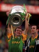26 September 1999; Paddy Reynolds of Meath lifts the Sam Maguire Cup following the GAA Football All-Ireland Senior Championship Final match between Meath and Cork at Croke Park in Dublin. Photo by Ray McManus/Sportsfile