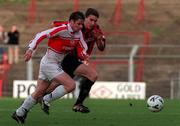 31 October 1999; Padraig Moran of Sligo Rovers in action against Shaun Maher of Bohemians during the Eircom League Premier Division match between Bohemians and Sligo Rovers at Dalymount Park in Dublin. Photo by David Maher/Sportsfile