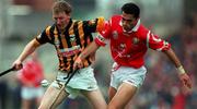 12 September 1999; Cork's Sean Og O'hAilpin, right,  in action against Kilkenny's John Power. Cork v Kilkenny, All-Ireland Hurling Final, Croke Park, Dublin. Picture credit; Ray McManus/SPORTSFILE