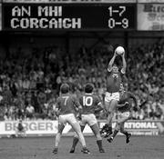 20 September 1987; Teddy McCarthy of Cork in action against Gerry McEntee of Meath watched by John O'Driscoll of Cork (10) and Martin OConnell of Meath (7) during the All-Ireland Senior Football Championship Final between Meath and Cork at Croke Park in Dublin. Photo by Ray McManus/Sportsfile