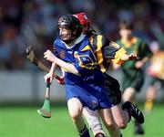 5 September 1999; Theres Brophy of Tipperary in action against Margaret Hickey of Kilkenny during the Bórd na Gaeilge All-Ireland Senior Camogie Championship Final between Tipperary and Kilkenny at Croke Park in Dublin. Photo by Aoife Rice/Sportsfile