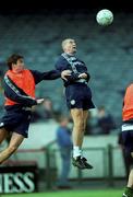 31 August 1999; Roy Keane, right, and Jeff Kenna during Republic of Ireland squad training at Lansdowne Road in Dublin. Photo by David Maher/Sportsfile