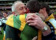 26 September 1999; Meath manager Sean Boylan is congratulated by Meath colleagues following the GAA Football All-Ireland Senior Championship Final match between Meath and Cork at Croke Park in Dublin. Photo by Brendan Moran/Sportsfile