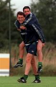 30 August 1999; Tony Cascarino, left, and Gary Kelly during a Republic of Ireland Training Session at the AUL Grounds in Clonshaugh, Dublin. Photo by David Maher/Sportsfile
