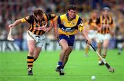 15 August 1999; Willie O'Connor of Kilkenny in action against David Forde of Clare during the GAA All-Ireland Senior Hurling Championship Semi-Final between Clare and Kilkenny at Croke Park in Dublin. Photo by Brendan Moran/Sportsfile