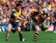 15 August 1999; Willie O'Connor of Kilkenny in action against David Forde of Clare during the GAA All-Ireland Senior Hurling Championship Semi-Final between Clare and Kilkenny at Croke Park in Dublin. Photo by Brendan Moran/Sportsfile