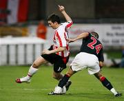 14 September 2006; Kevin Deery, Derry City, in action against David Hellebuyck, Paris St Germain. UEFA Cup, First Round, First leg fixture, Derry City v Paris St Germain, Brandywell, Derry. Picture credit: Oliver McVeigh / SPORTSFILE