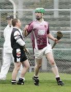 12 November 2006; Emmet McNaughton, Cushendall,  celebrates his goal while Kevin Lynch's goalkeeper James Donaghy goes into the net to retrieve the sliothar. AIB Ulster Senior Hurling Championship Final Replay, Cushendall v Kevin Lynch's, Casement Park, Belfast. Picture credit: Russell Pritchard / SPORTSFILE