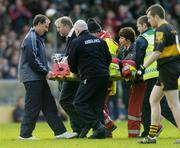 12 November 2006; Maurice Fitzgerald, South Kerry, is carried away on a stretcher after sustaining an injury during the second half. Kerry Senior Football Championship Final, Dr. Crokes v South Kerry, Fitzgerald Stadium, Killarney, Co. Kerry. Picture credit: Brendan Moran / SPORTSFILE