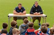 20 August 2014; Leinster and Ireland rugby players Jack McGrath, left, and Devin Toner, answer questions during The Herald Leinster Rugby Summer Camps in Clontarf RFC, Dublin. Picture credit: Piaras O Midheach / SPORTSFILE
