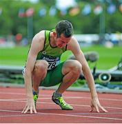 20 August 2014; Team Ireland's Michael McKillop, from Newtownabbey, Co. Antrim, after winning the men's 800m - T38 final in a time of 1:58.16. 2014 IPC Athletics European Championships, Swansea University, Swansea, Wales. Picture credit: Chris Vaughan / SPORTSFILE