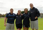 20 August 2014; Leinster and Ireland rugby players, from left, Jack McGrath, Fiona Coghlan, Sophie Spence and Devin Toner during The Herald Leinster Rugby Summer Camps in Clontarf RFC, Dublin. Picture credit: Piaras O Midheach / SPORTSFILE