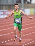 20 August 2014; Team Ireland's Andrew Flynn, from Stepaside, Dublin, crosses the line during the men's 5,000m - T13 final, where he finished seventh in a new personal best time of 16:47.69. 2014 IPC Athletics European Championships, Swansea University, Swansea, Wales. Picture credit: Chris Vaughan / SPORTSFILE