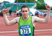 21 August 2014; Team Ireland's Jason Smyth, from Eglinton, Co. Derry, after winning the men's 200m - T12 final, in a time of 21.67. 2014 IPC Athletics European Championships, Swansea University, Swansea, Wales. Picture credit: Chris Vaughan / SPORTSFILE