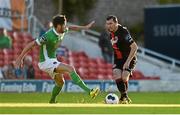 22 August 2014; Jason Byrne, Bohemians, in action against Darren Dennehy, Cork City. FAI Ford Cup, 3rd Round, Cork City v Bohemians. Turner's Cross, Cork. Picture credit: Diarmuid Greene / SPORTSFILE