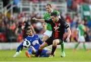 22 August 2014; Eoin Wearen, Bohemians, in action against Cork City goalkeeper Mark McNulty. FAI Ford Cup, 3rd Round, Cork City v Bohemians. Turner's Cross, Cork. Picture credit: Diarmuid Greene / SPORTSFILE