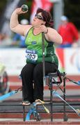 22 August 2014; Team Ireland's Lorraine Regan, from Kilcormac, Co. Offaly, competing in the women's shot put final, where she finished fifth with a throw of 6.88. 2014 IPC Athletics European Championships, Swansea University, Swansea, Wales. Picture credit: Steve Pope / SPORTSFILE