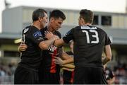 22 August 2014; Dinny Corcoran, Bohemians, centre, is congratulated by team-mates Jason Byrne, left, and Eoin Wearen, after scoring his side's first goal. FAI Ford Cup, 3rd Round, Cork City v Bohemians. Turner's Cross, Cork. Picture credit: Diarmuid Greene / SPORTSFILE