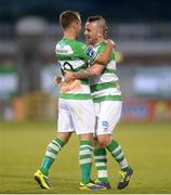 22 August 2014; Shamrock Rovers' Gary McCabe, right, celebrates with team-mate Sean O'Connor after scoring his side's second goal. FAI Ford Cup, 3rd Round, Longford Town, Tallaght Stadium, Tallaght, Co. Dublin. Picture credit: Ray Lohan / SPORTSFILE