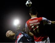 22 August 2014; Killian Brennan, St Patrick's Athletic, in action against Lee Murtagh, Shelbourne. FAI Ford Cup, 3rd Round, St Patrick's Athletic v Shelbourne, Richmond Park, Dublin. Picture credit: David Maher / SPORTSFILE