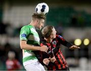 22 August 2014; Jason McGuinness, Shamrock Rovers, in action against Petyer Hynes, Longford Town. FAI Ford Cup, 3rd Round, Longford Town, Tallaght Stadium, Tallaght, Co. Dublin. Picture credit: Ray Lohan / SPORTSFILE