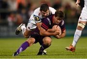 22 August 2014; Louis Ludik, Ulster, is tackled by Ian Whitten, Exeter Chiefs. Pre-Season Friendly, Ulster v Exeter Chiefs, Kingspan Stadium, Ravenhill Park, Belfast, Co. Antrim. Picture credit: Stephen McCarthy / SPORTSFILE