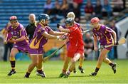 23 August 2014; Pamela Mackey, Cork, in action against Katrina Parrock, left, and Fiona Kavanagh, Wexford. Liberty Insurance All-Ireland Senior Camogie Championship Semi-Final, Cork v Wexford, Semple Stadium, Thurles, Co. Tipperary. Picture credit: Diarmuid Greene / SPORTSFILE