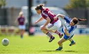 23 August 2014; Lucy Hannon, Galway, contests for possession with Yvonne Connell, Monaghan. TG4 All-Ireland Ladies Football Senior Championship, Quarter-Final, Galway v Monaghan, St Brendan's Park, Birr, Co. Offaly. Picture credit: Brendan Moran / SPORTSFILE