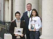 9 November 2006; The Minister for Arts, Sport and Tourism, Mr John O'Donoghue, T.D., with Rower Gearoid Towey from Co. Cork, and Boxer Katie Taylor from Co. Wicklow, at a presentation by the Irish Sports Council to honour Ireland's outstanding sports performers. Kildare Street, Dubllin. Picture credit: Matt Browne / SPORTSFILE