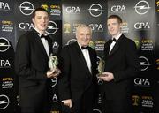 10 November 2006; An Taoiseach Bertie Ahern T.D. with Opel GPA footballer of the Year Kieran Donaghy from Kerry, left, and hurler of the year Henry Shefflin, from Kilkenny, right. Gaelic Player Assoication Awards, Citywest Hotel, Dublin. Picture credit: Brendan Moran / SPORTSFILE