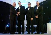 10 November 2006; Barry Owens, Fermanagh, receives his award from An Taoiseach Bertie Ahern, TD, in the company of Dessie Farrell, Chief Executive, GPA and Dave Sheerin, Opel Ireland, at the 2006 Opel GPA Player of the Year Awards. Gaelic Player Assoication Awards, Citywest Hotel, Dublin. Picture credit: Brendan Moran / SPORTSFILE